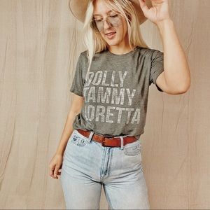 Dolly Tammy Loretta charcoal gray t-shirt